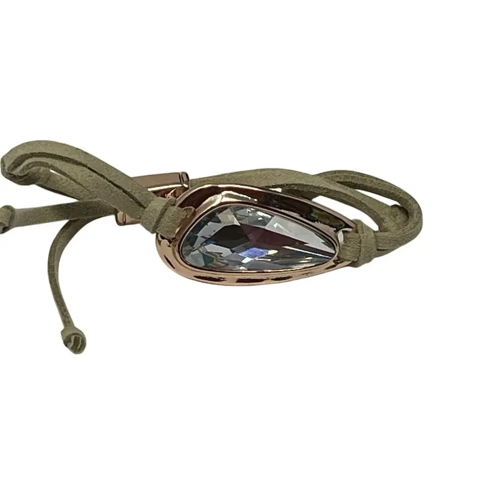 NEW Premier Designs Rose Gold Teardrop Crystal Suede Bracelet NWOT